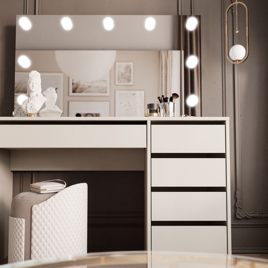 Schminktisch MADA ELITE KASCHMIR mit Spiegel und Beleuchtung