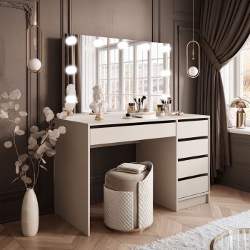 Schminktisch MADA ELITE KASCHMIR mit Spiegel und Beleuchtung