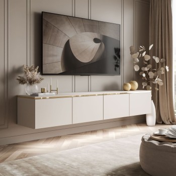 TV-Hängeschrank  CELINE KASCHMIR 200 cm mit LED-Beleuchtung