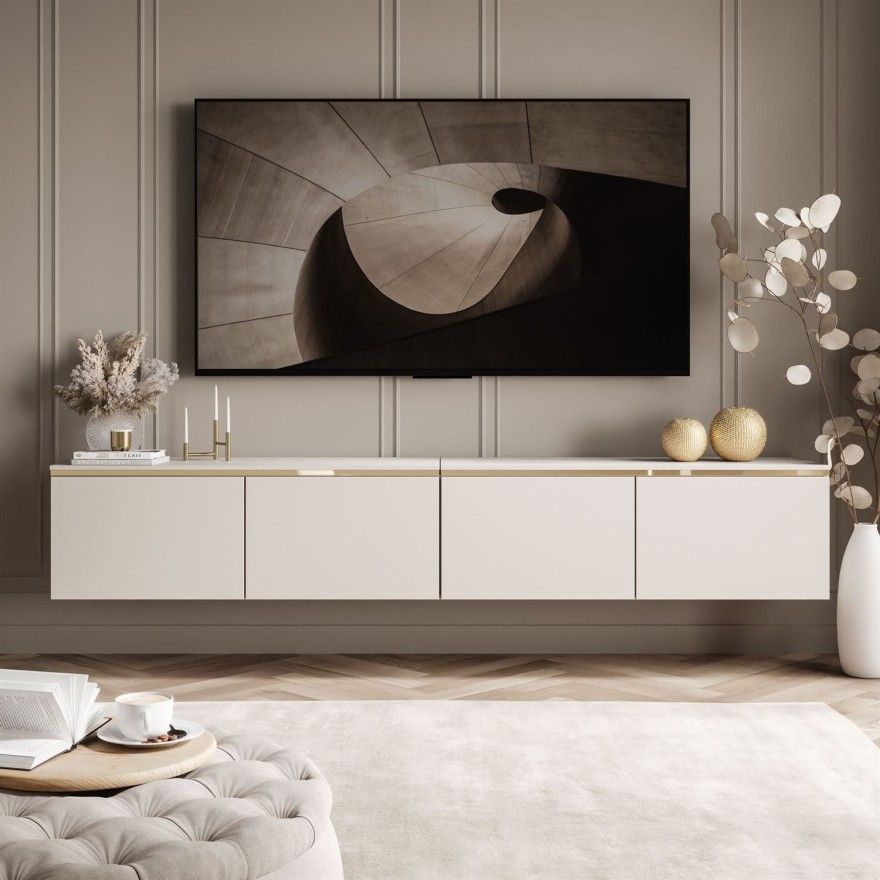 TV-Hängeschrank  CELINE KASCHMIR 200 cm mit LED-Beleuchtung