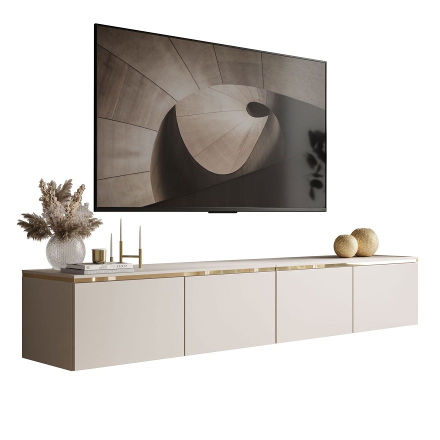 TV-Hängeschrank  CELINE KASCHMIR 200 cm mit LED-Beleuchtung