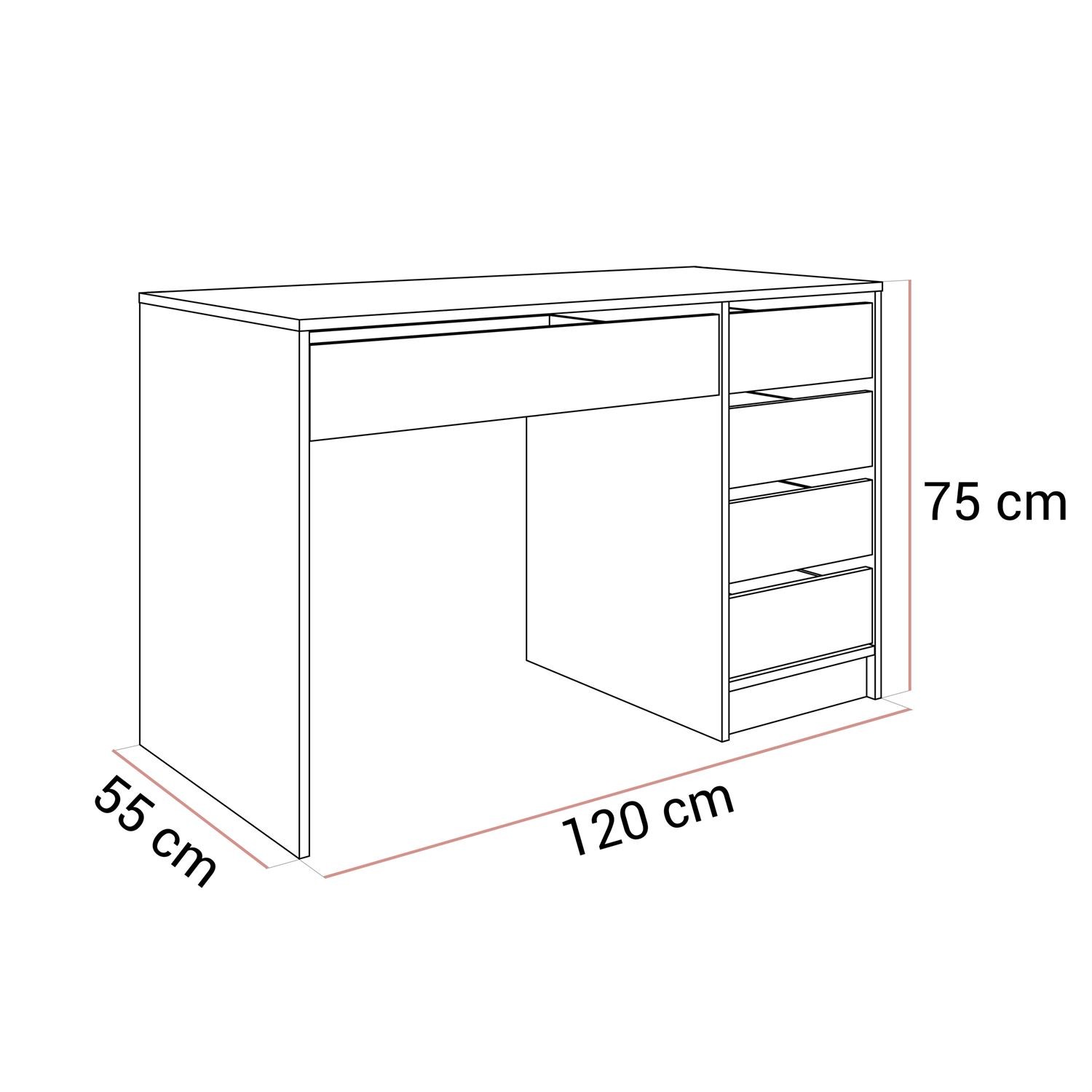 MADA GLOSS Schreibtisch mit Schubladen