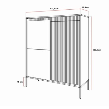 Hohe dreitürige Kommode YASUMI 3D