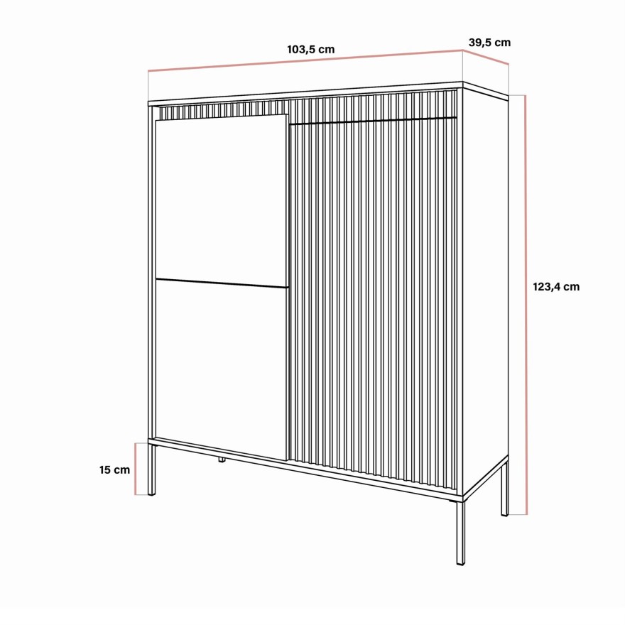 Hohe dreitürige Kommode YASUMI 3D