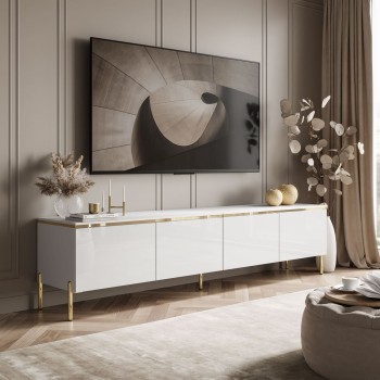 TV-Schrank CELINE GLOSS 200 cm auf goldenen Füßen