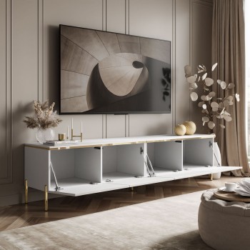 TV-Schrank CELINE GLOSS 200 cm auf goldenen Füßen