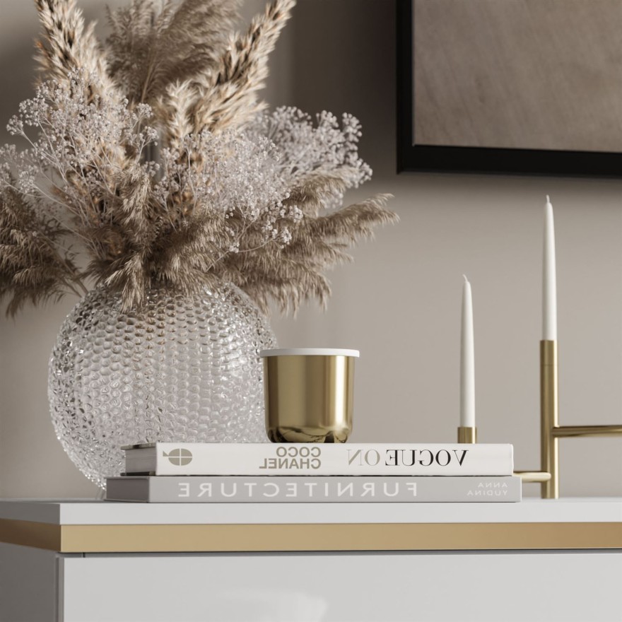 TV-Schrank CELINE GLOSS 200 cm auf goldenen Füßen