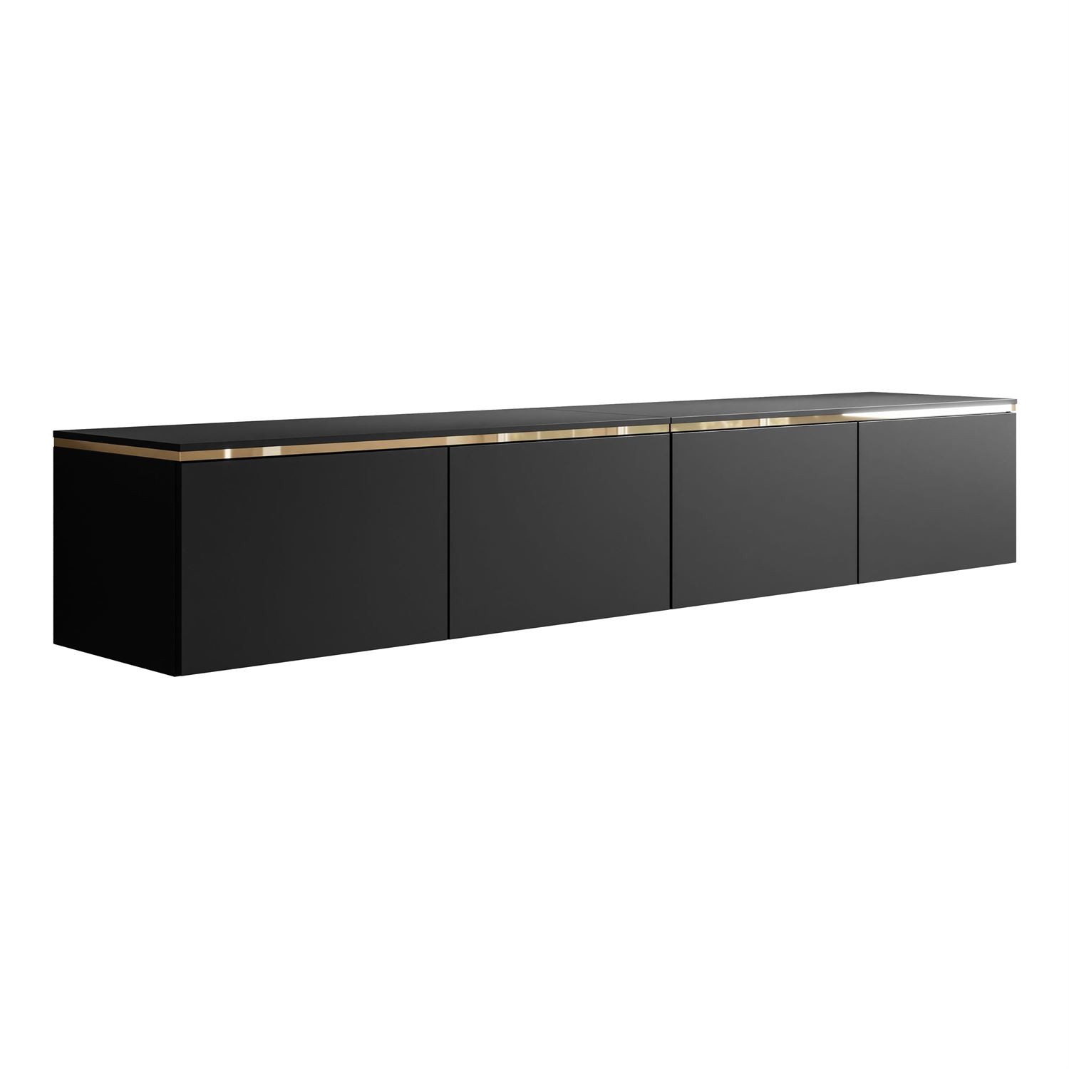 TV-Hängeschrank CELINE schwarz matt 200 cm mit LED-Beleuchtung