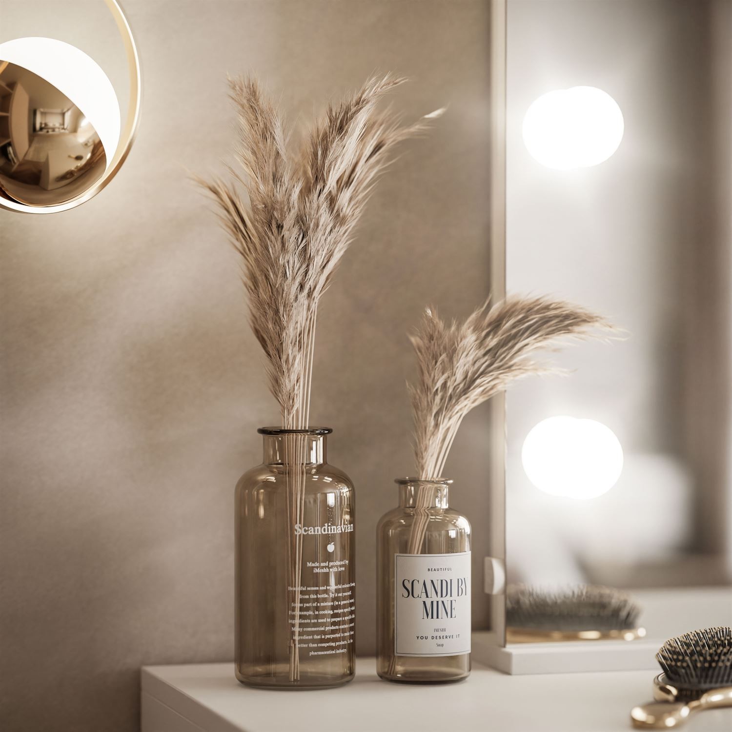 Schminktisch MADA DOUBLE ELITE mit Spiegel und Beleuchtung