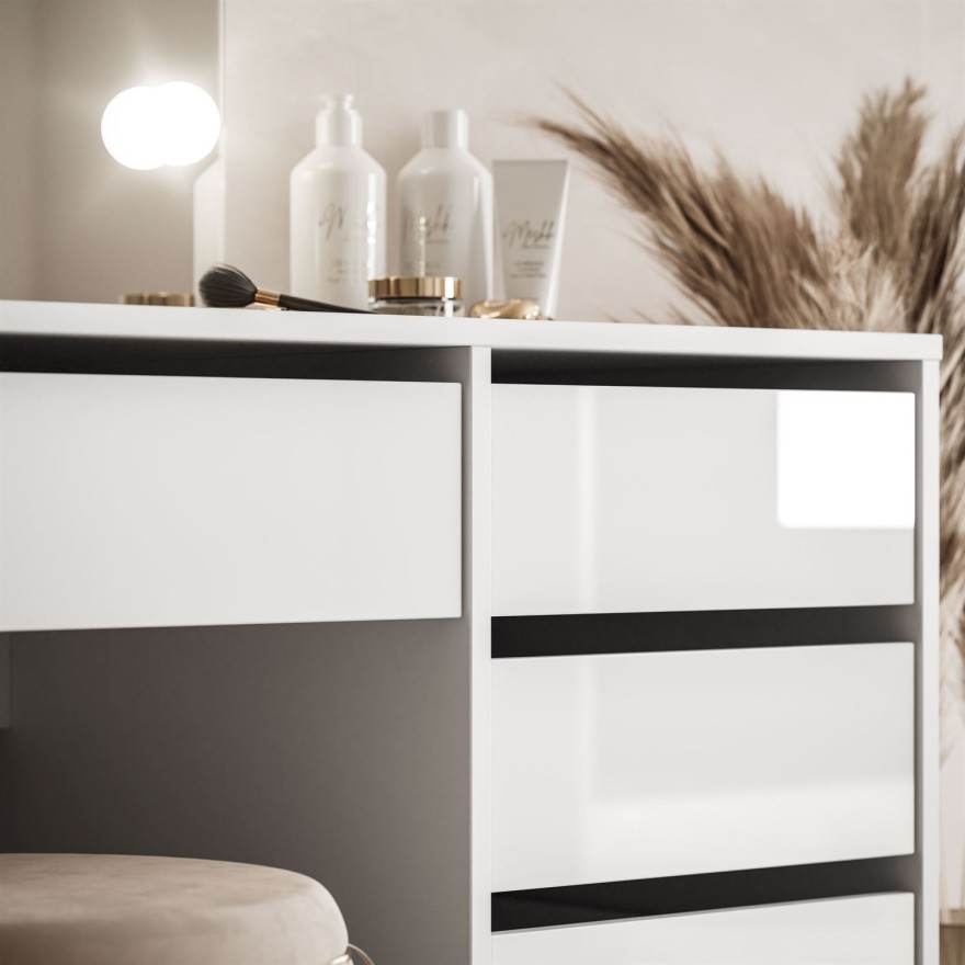 Schminktisch MADA DOUBLE ELITE mit Spiegel und Beleuchtung