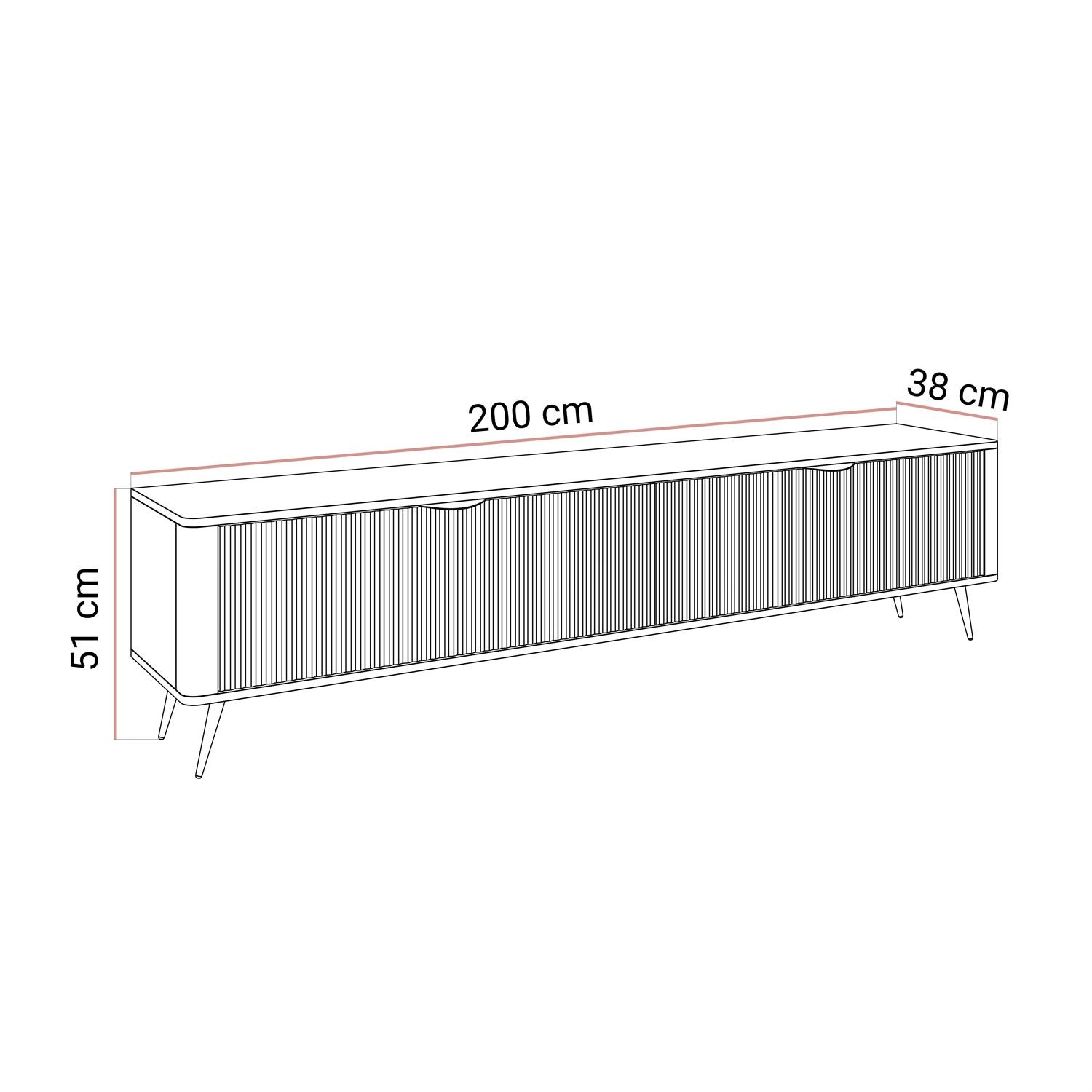 TV-Schrank SCARLETT 2D 200 cm auf Beinen