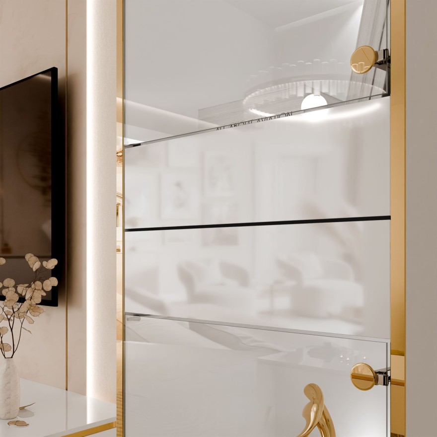 Wohnzimmermöbel-Set AURORA- Weiß hochglanz