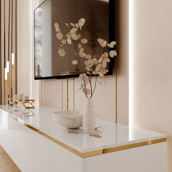 Wohnzimmermöbel-Set AURORA- Weiß hochglanz