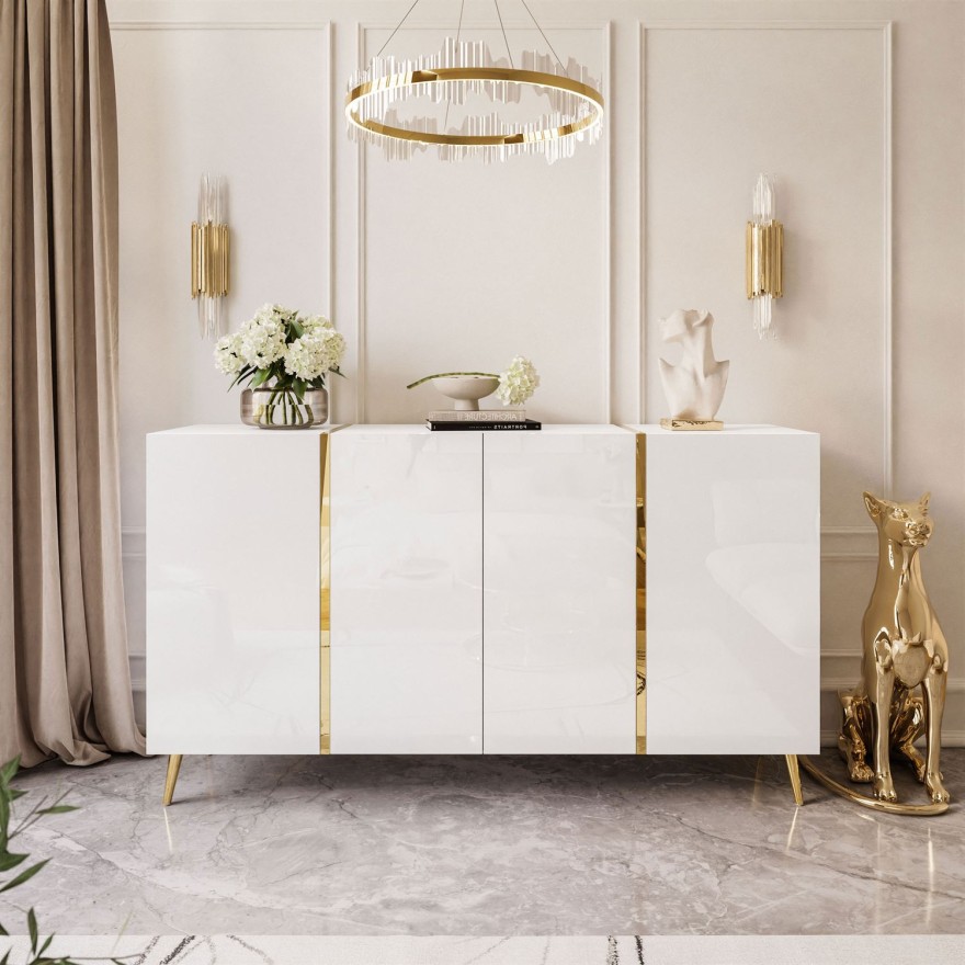 Kommode auf goldenen Beinen ONYX 4D 158 cm