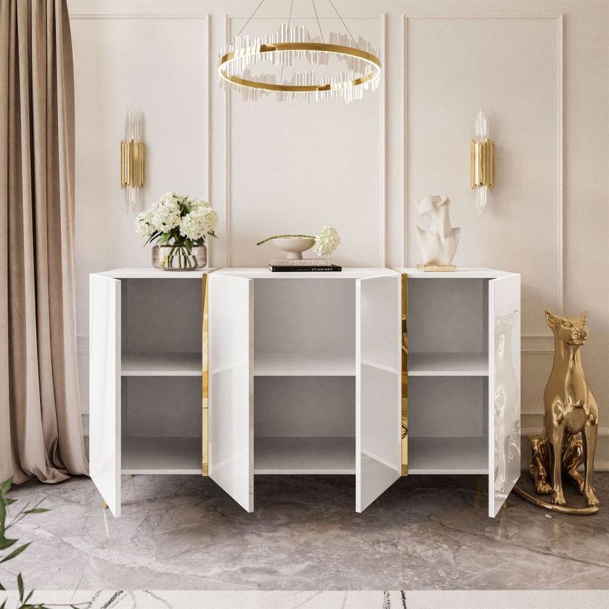 Kommode auf goldenen Beinen ONYX 4D 158 cm