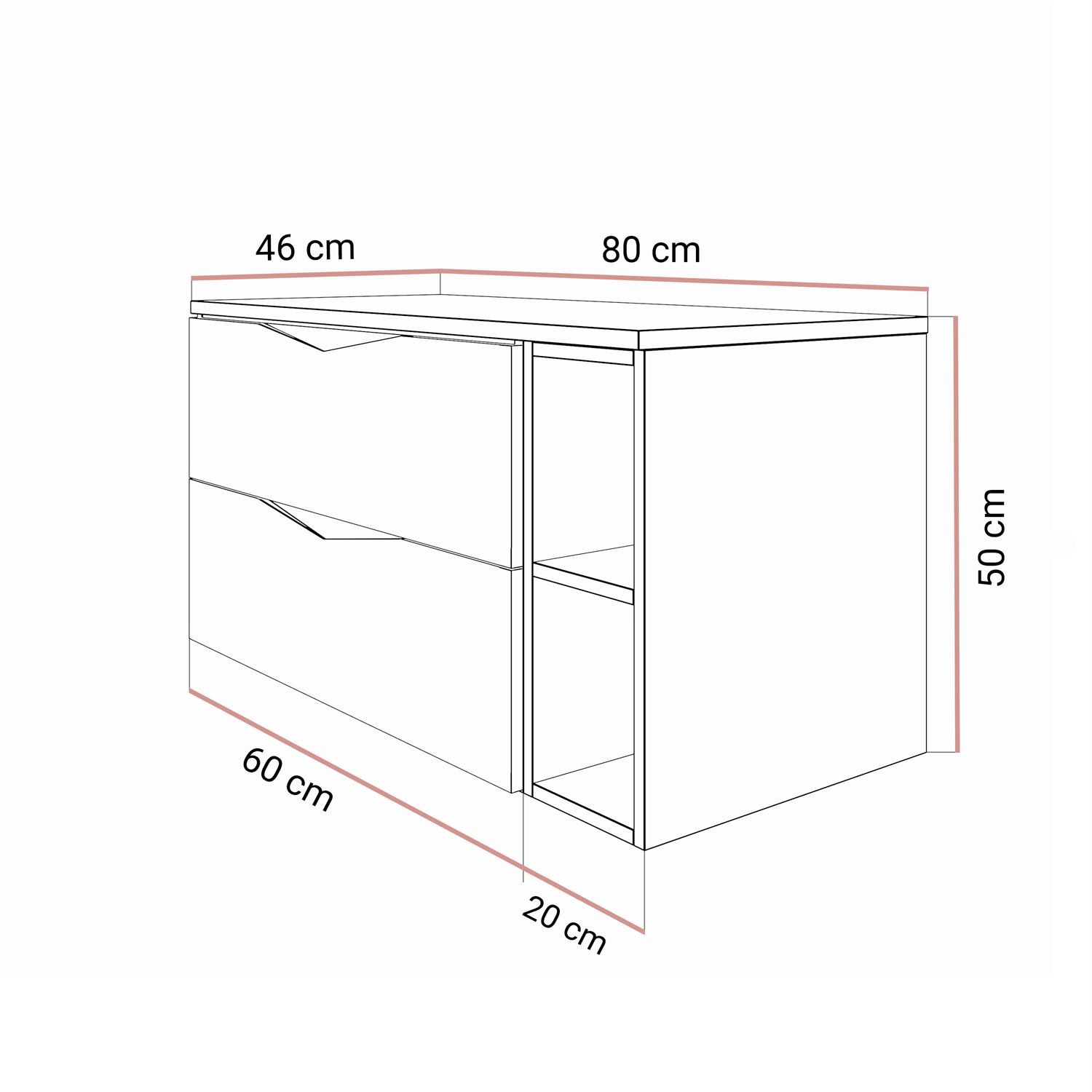 Badezimmerset MIRA mit Regal II 80 cm