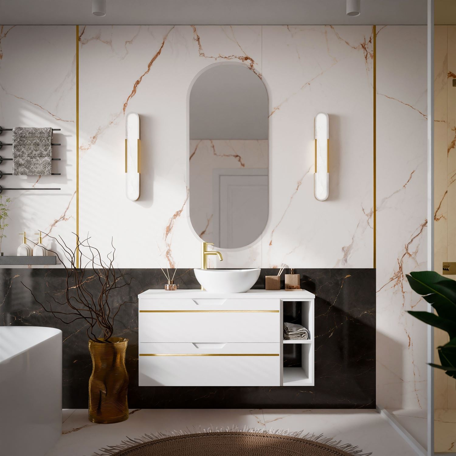 Waschtischunterschrank OPIUM II 80 cm mit Ablage