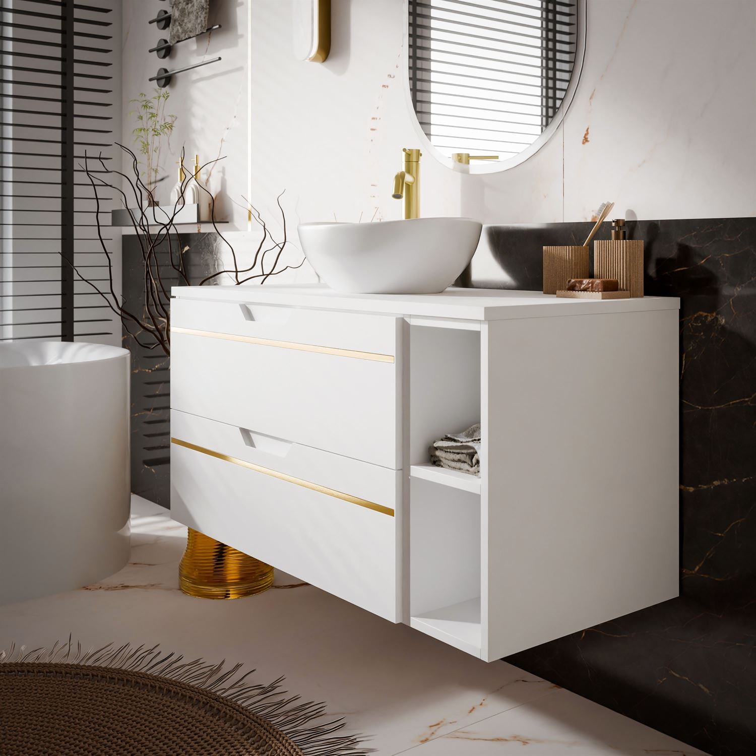 Waschtischunterschrank OPIUM II 80 cm mit Ablage