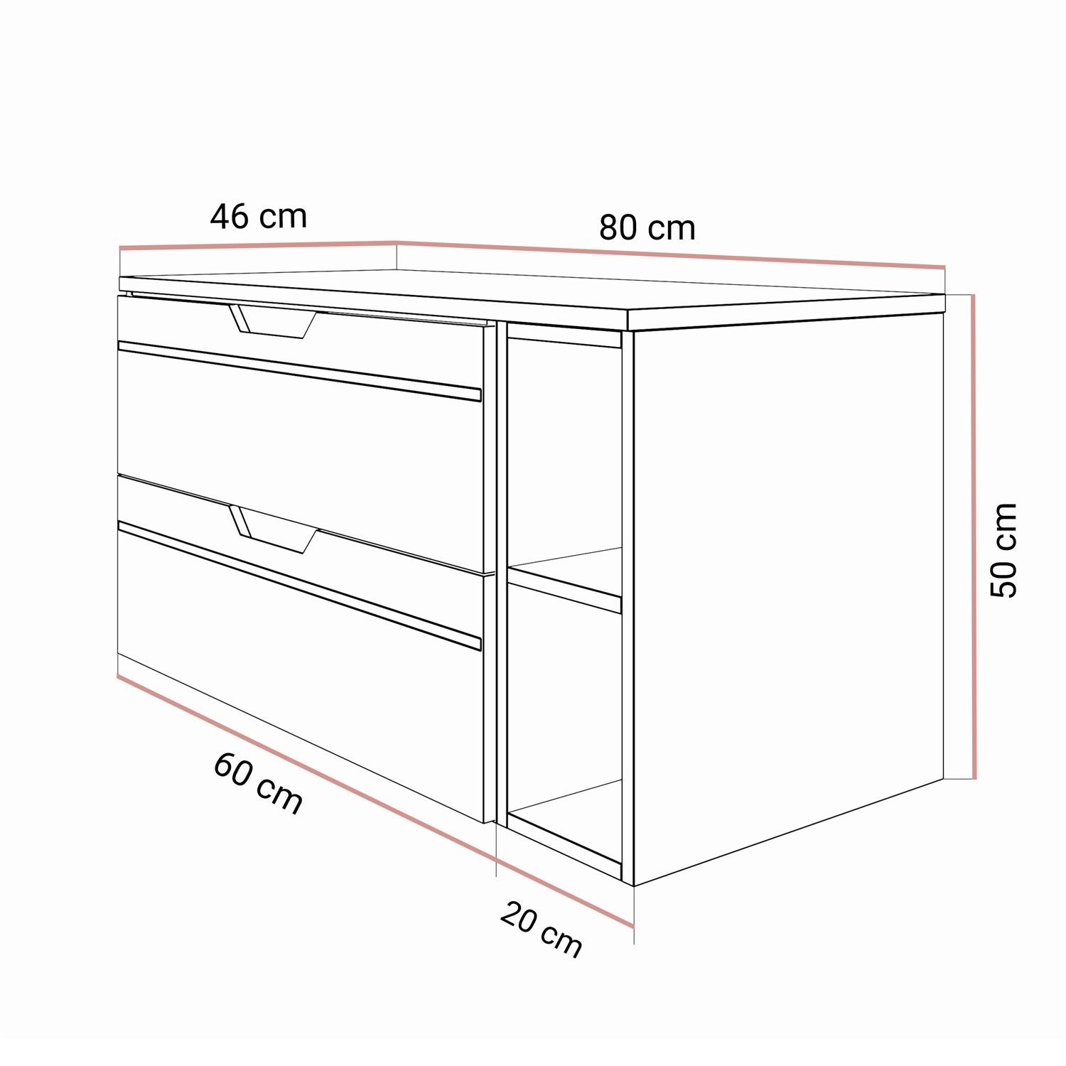 Waschtischunterschrank OPIUM II 80 cm mit Ablage