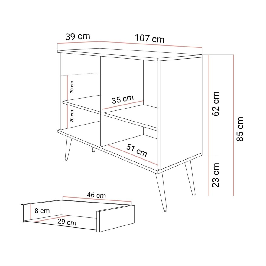 Zweitürige Kommode OXFORD KSZ107 mit Schubladen