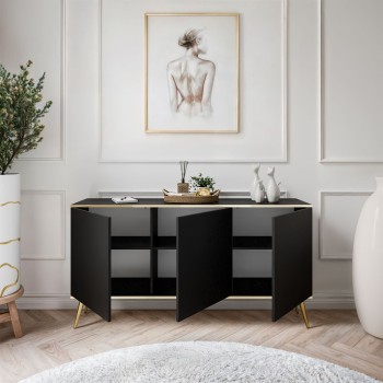 Dreitürige Kommode auf goldenen Beinen OXFORD K160