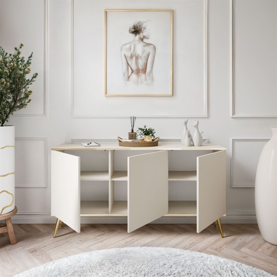 Dreitürige Kommode auf goldenen Beinen OXFORD K160