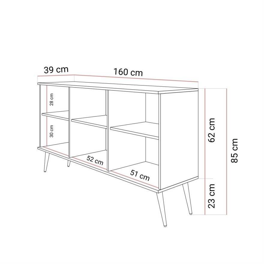 Dreitürige Kommode auf goldenen Beinen OXFORD K160
