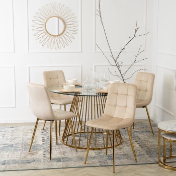 Gepolsterter Stuhl mit goldenen Beinen AURETTE