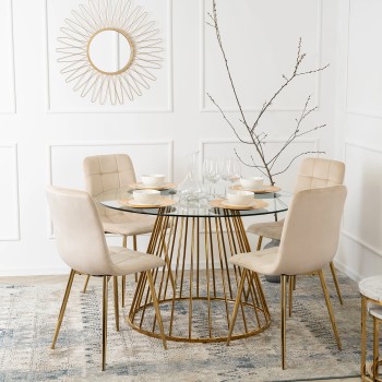 Gepolsterter Stuhl mit goldenen Beinen AURETTE