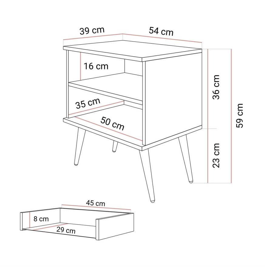 Nachttisch auf goldenen Beinen OXFORD