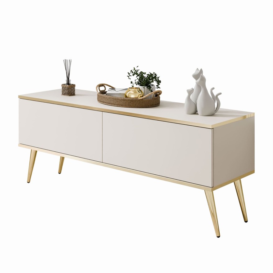 TV-Schrank OXFORD III 135 cm auf goldenen Beinen