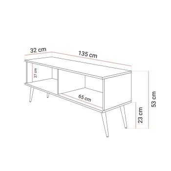 TV-Schrank OXFORD III 135 cm auf goldenen Beinen