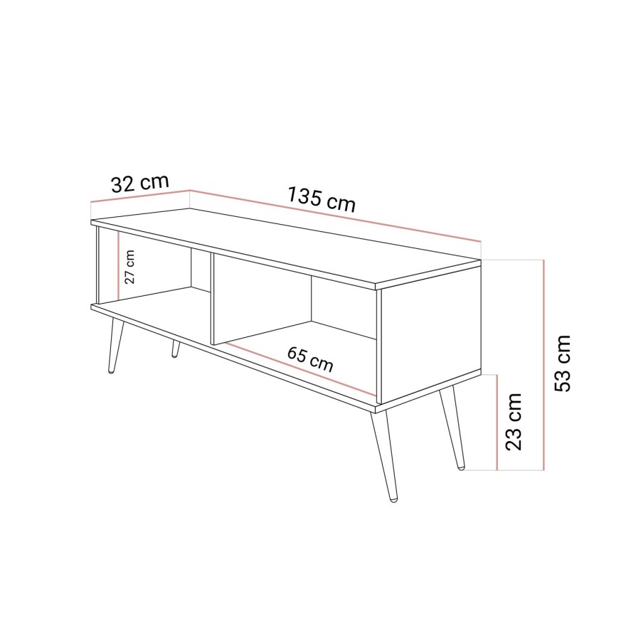 TV-Schrank OXFORD III 135 cm auf goldenen Beinen