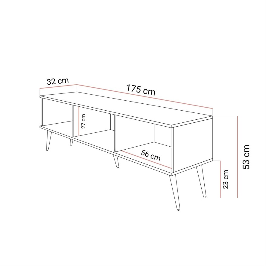 TV-Schrank OXFORD III 175 cm auf goldenen Beinen