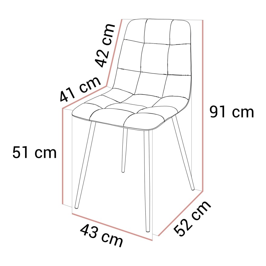 Gepolsterter Stuhl PIK mit schwarzen Beinen