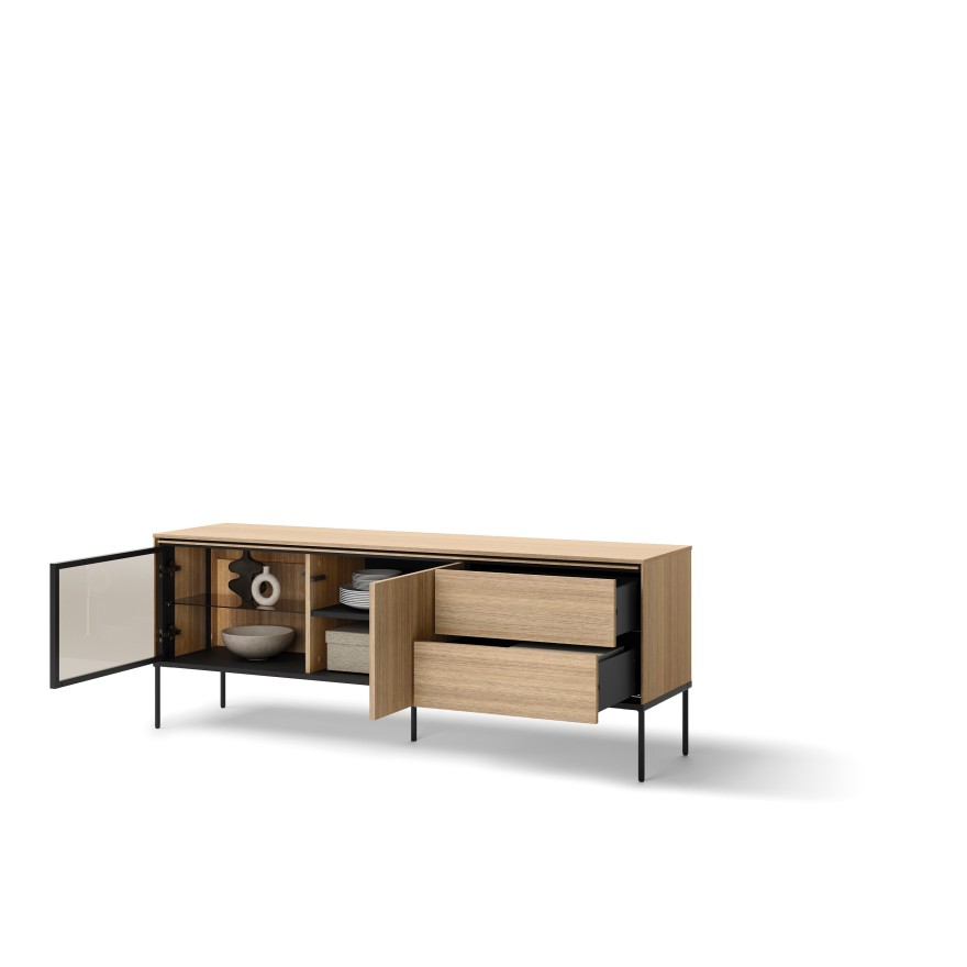 RTV Schrank VISSO VI-07 167cm mit Beleuchtung Eiche linear