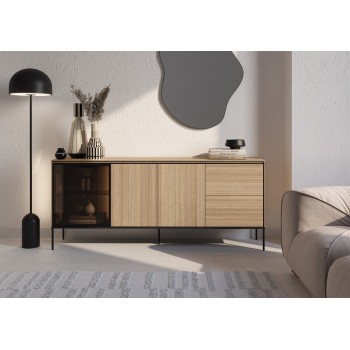 Kommode VISSO VI-06 mit LED-Beleuchtung Eiche linear