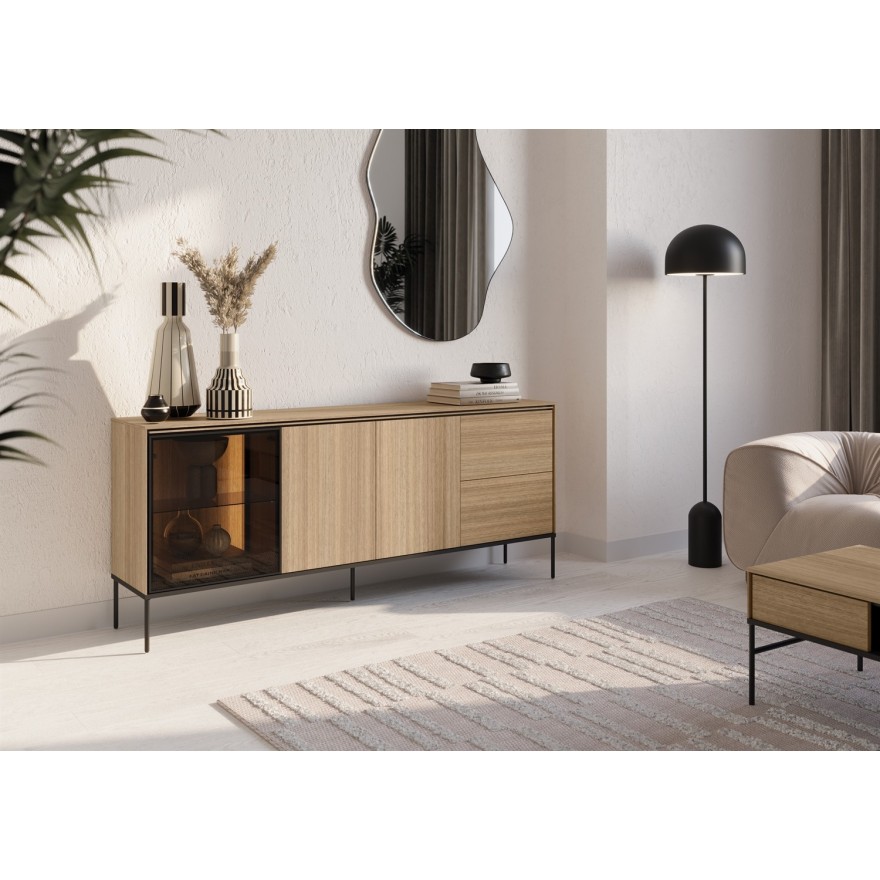 Kommode VISSO VI-06 mit LED-Beleuchtung Eiche linear