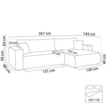 Ecksofa VESPO XL mit Schlaffunktion und Bettzeugkasten