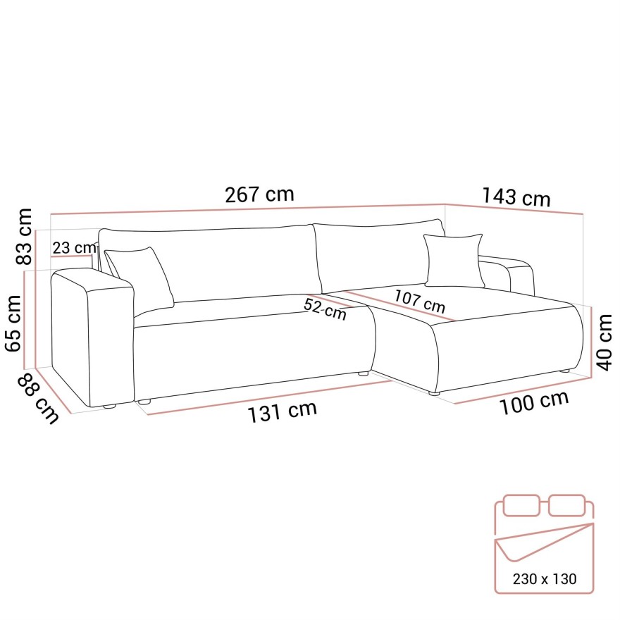 Ecksofa VESPO XL mit Schlaffunktion und Bettzeugkasten