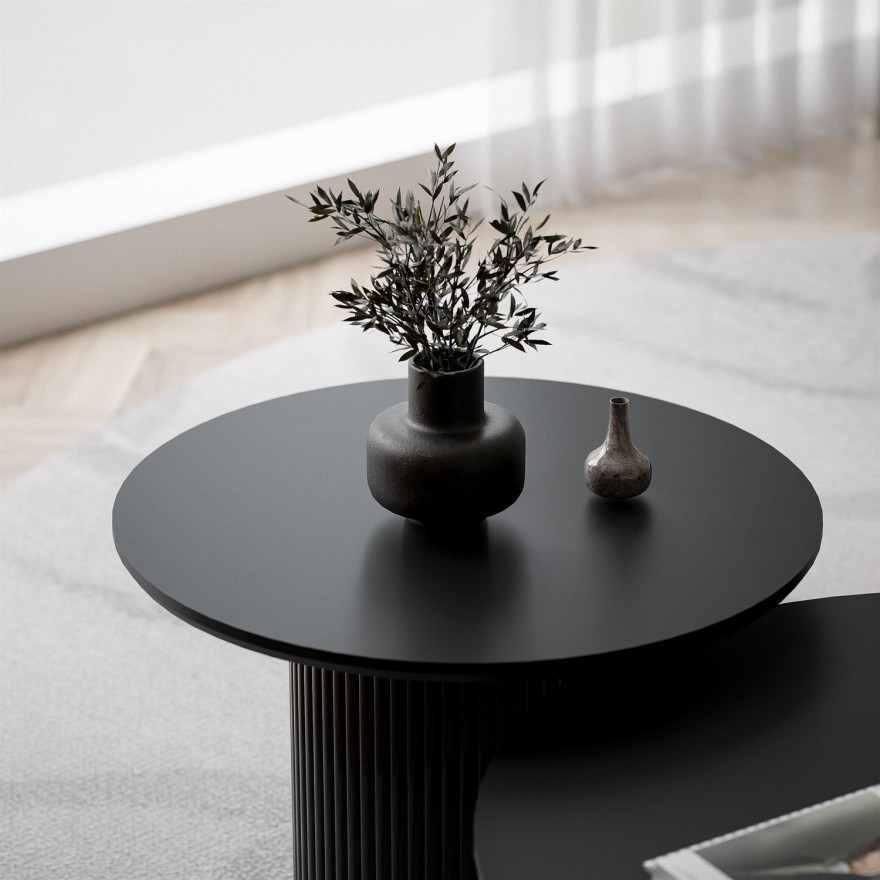 Set OVI Beistelltische mit geriffeltem Fuß