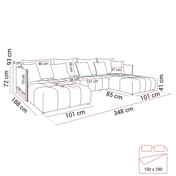 Ecksofa APOLLO U mit Schlaffunktion und Bettzeugkasten