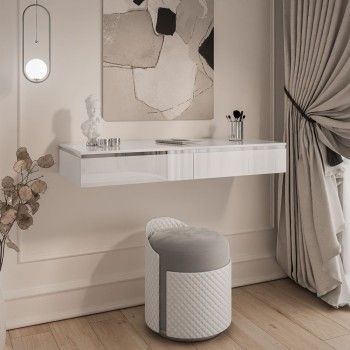 Hängerer Schminktisch AURORA SILVER  weiß glänzend