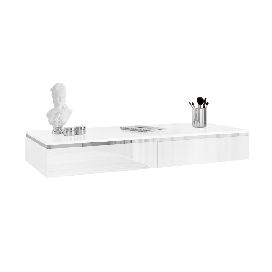 Hängerer Schminktisch AURORA SILVER  weiß glänzend