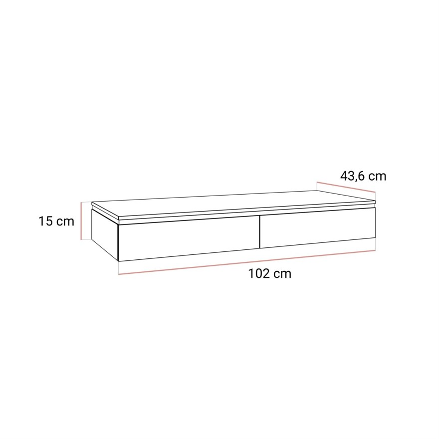 Hängerer Schminktisch AURORA SILVER  weiß glänzend