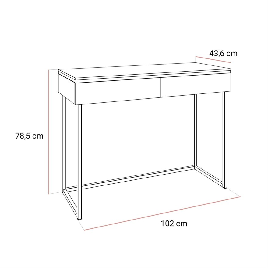 Konsole AURORA SILVER  weiß glänzend auf silbernem Gestell