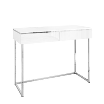 Konsole AURORA SILVER  weiß glänzend auf silbernem Gestell