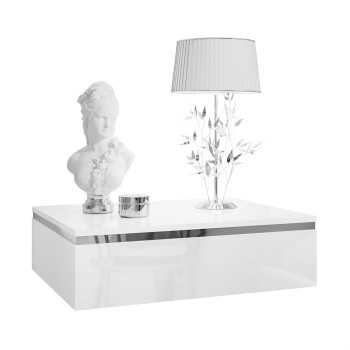 Hängerer Nachttisch AURORA SILVER glänzend weiß