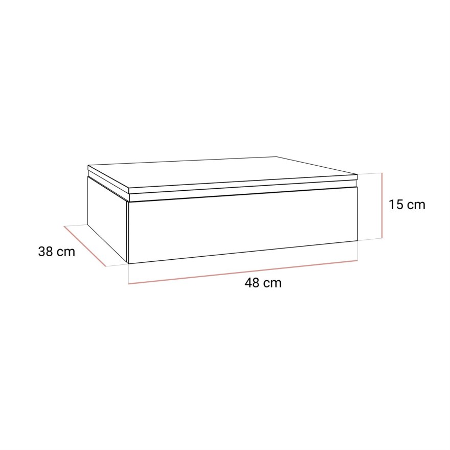 Hängerer Nachttisch AURORA SILVER glänzend weiß