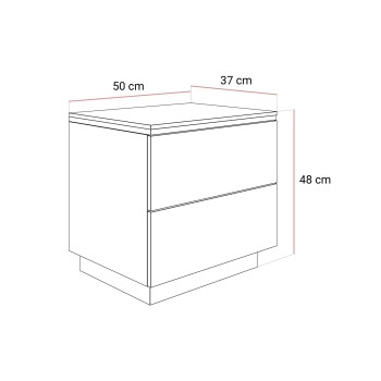Nachttisch AURORA II SILVER weiß glänzend mit LED-Beleuchtung